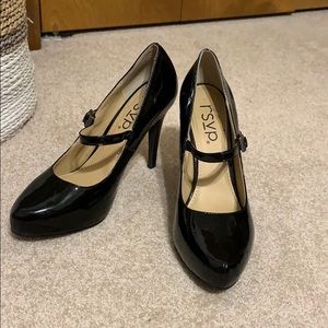 Black RSVP Patent “Spencer” Mary Jane Heels